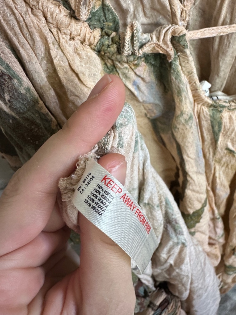 TK for anthropologie Boho watercolor tropical Beige Floral Slip Dress - Picture 7 of 7